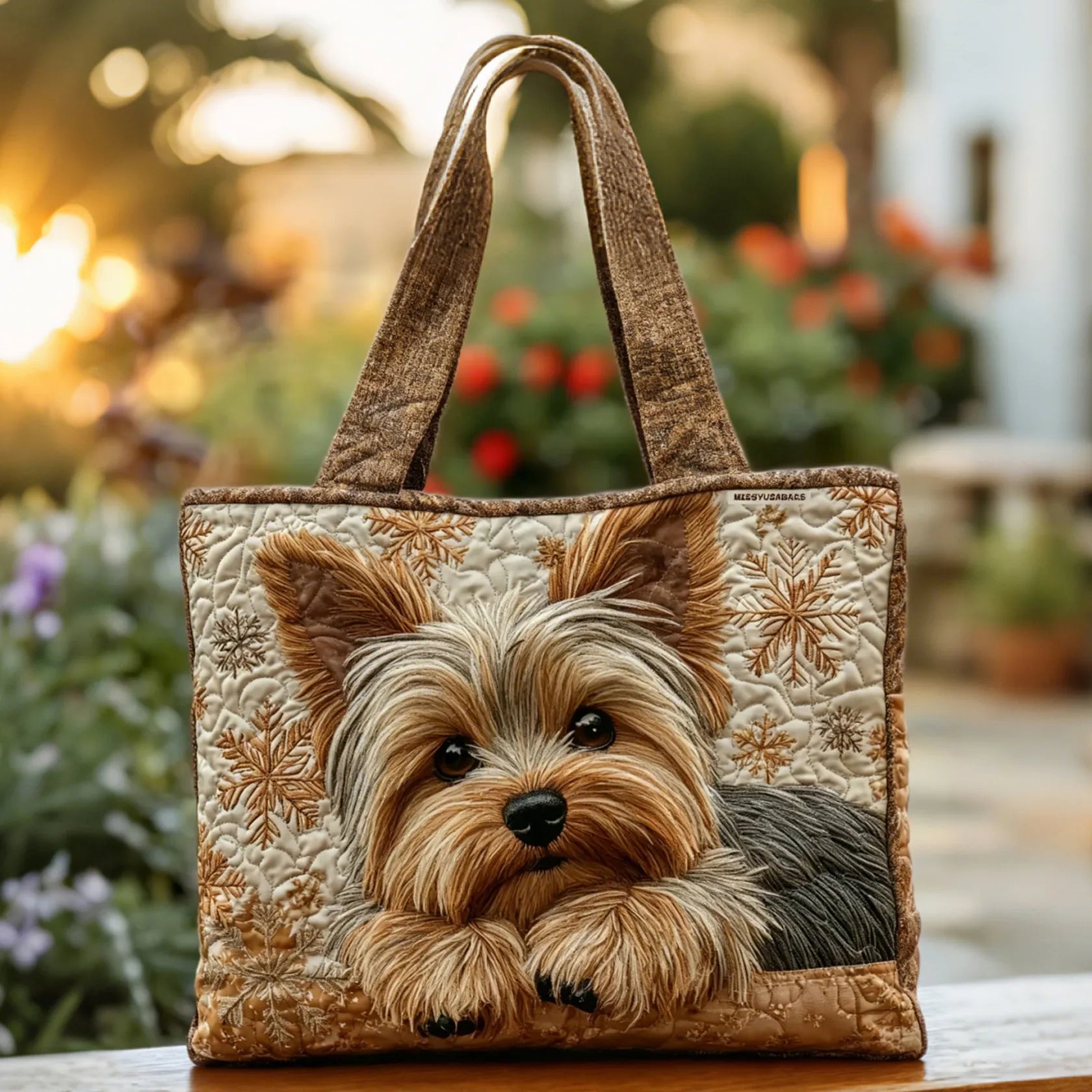 Håndlaget veske med Yorkie