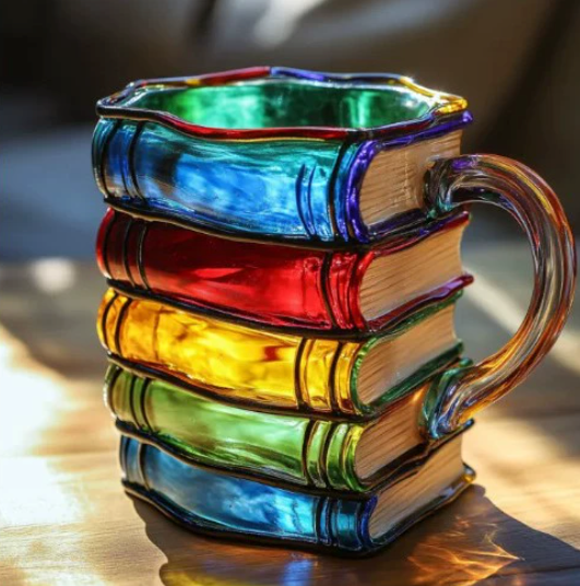 Håndlaget Fargerik Bok-tema Kopp