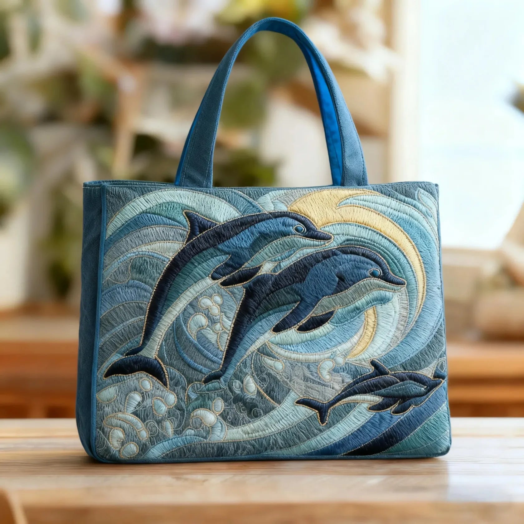 Håndlaget veske med delfin